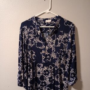 Westport Navy and White Floral Blouse